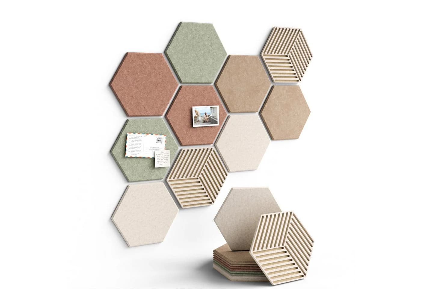 Agger Filz-Pinnwand-Set 10-tlg. Sechseckig Beige - Bild 2