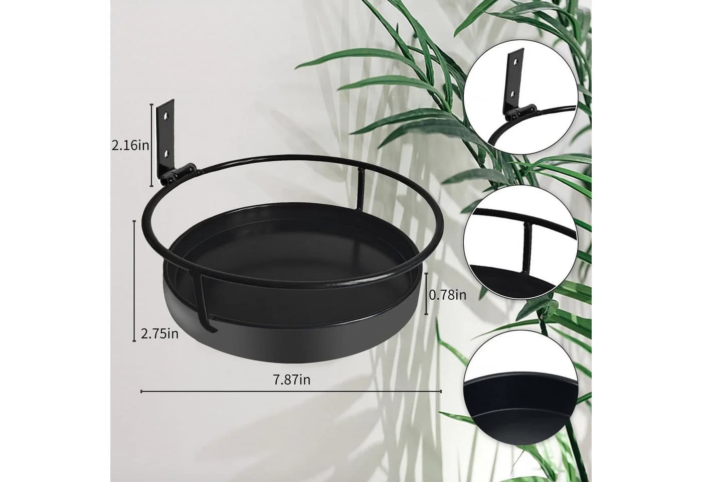 Agger Pflanzentreppe Wandmontiertes Pflanzenregal Schwarz Metall 2-teilig - Bild 3