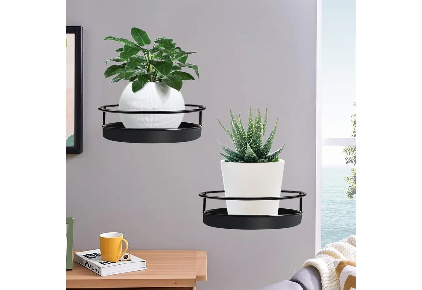 Agger Pflanzentreppe Wandmontiertes Pflanzenregal Schwarz Metall 2-teilig - Bild 4