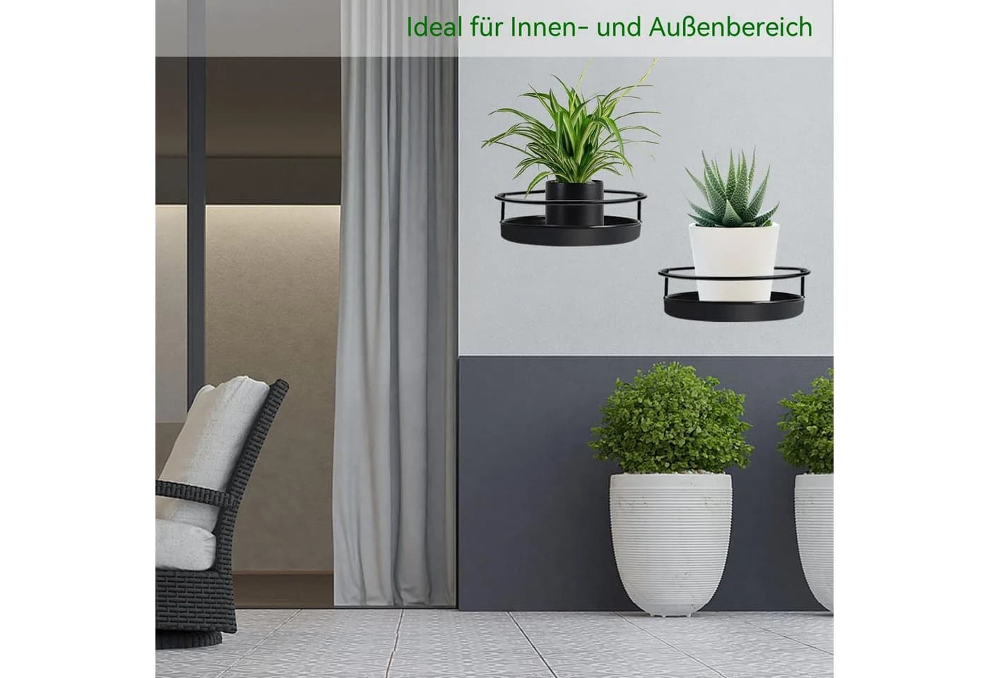 Agger Pflanzentreppe Wandmontiertes Pflanzenregal Schwarz Metall 2-teilig - Bild 5