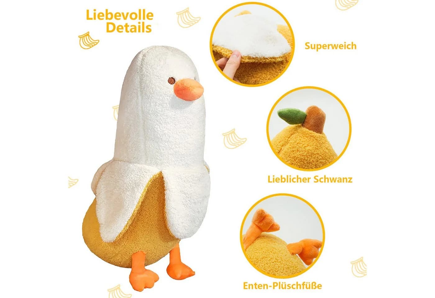 Lzbargon Kuscheltier Pfirsichkatze-Ente Plüschtier Gelb