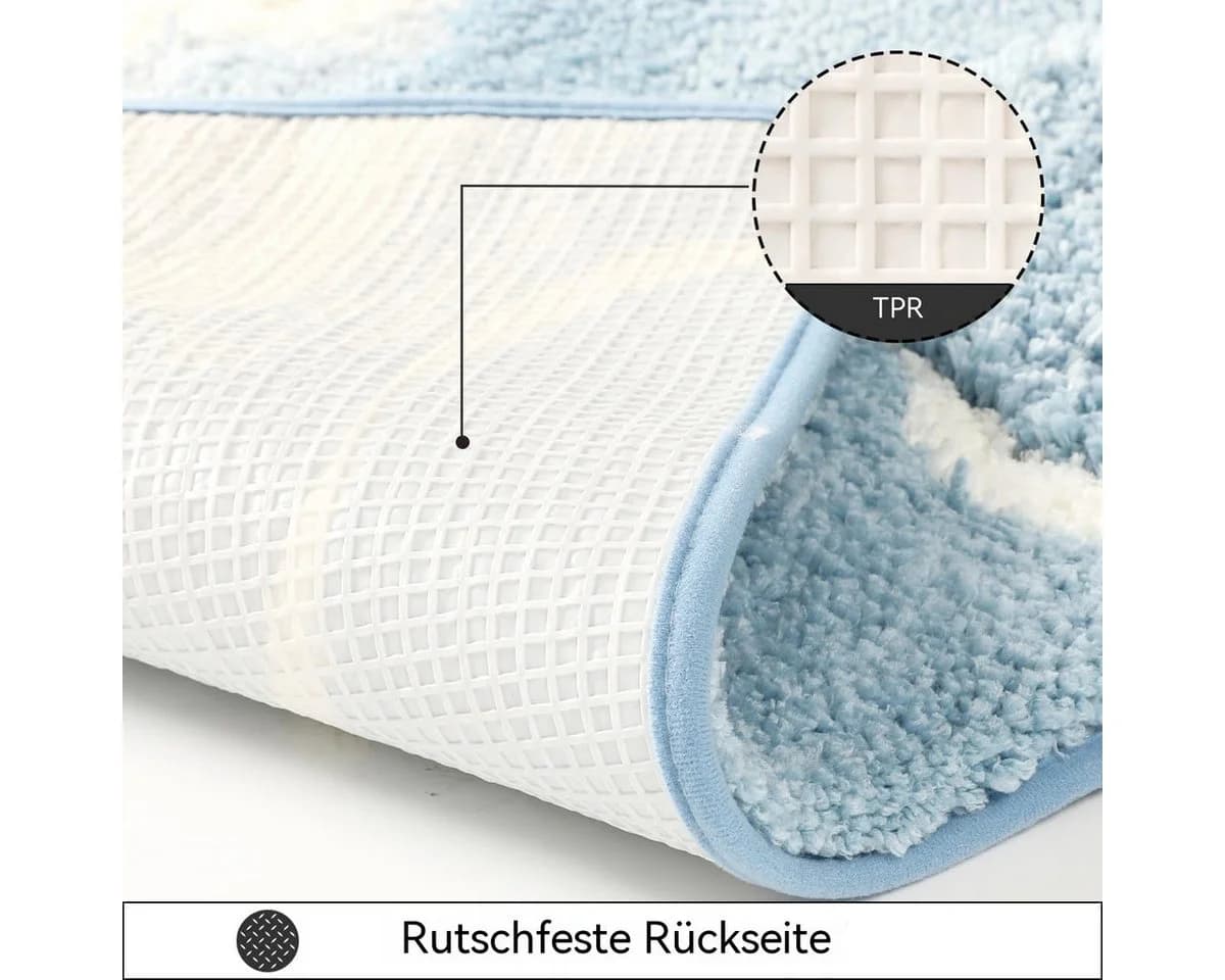 Zyronn Badematte Meeresmotiv Blau Rutschfest Flauschig - Bild 5