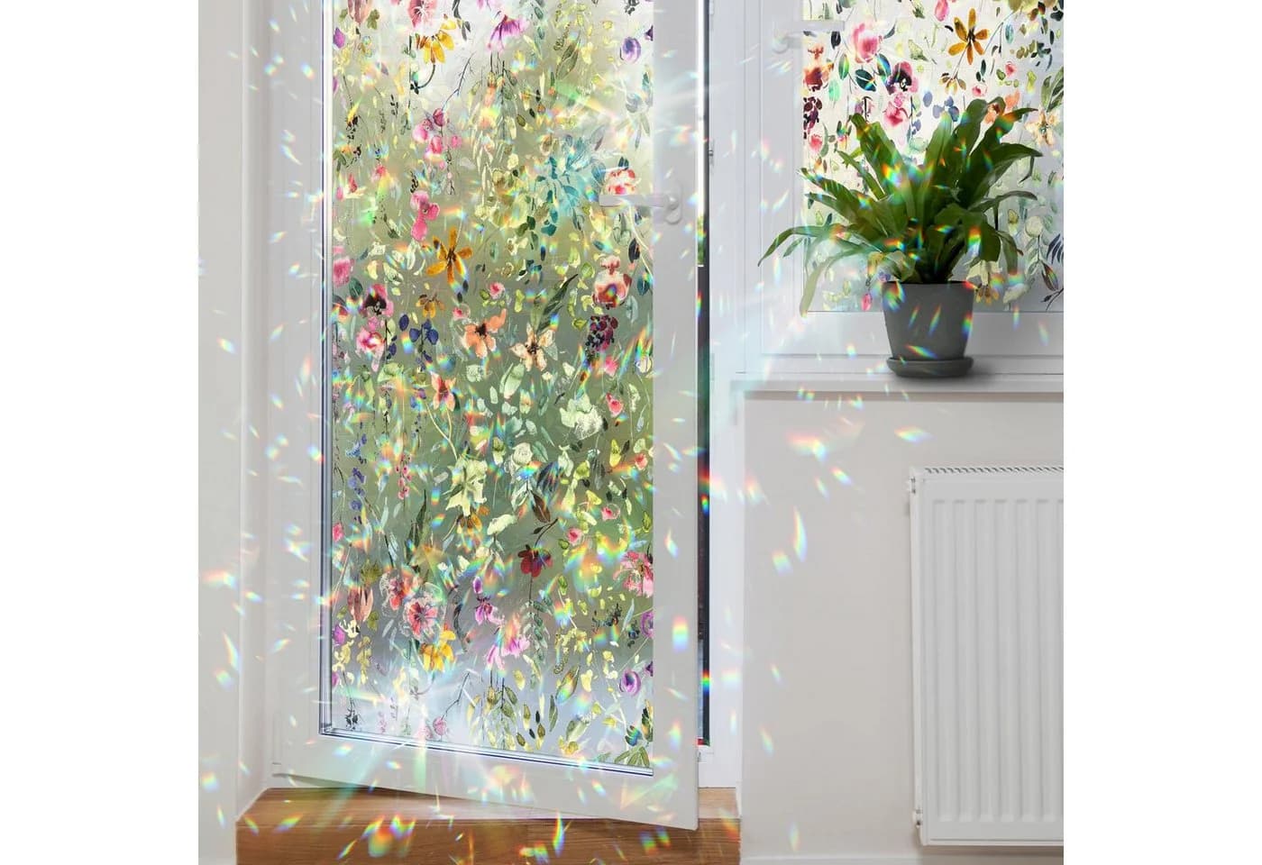Diwzbyn Fensterfolie Blumenmuster Statisch Haftend UV-Schutz - Bild 3