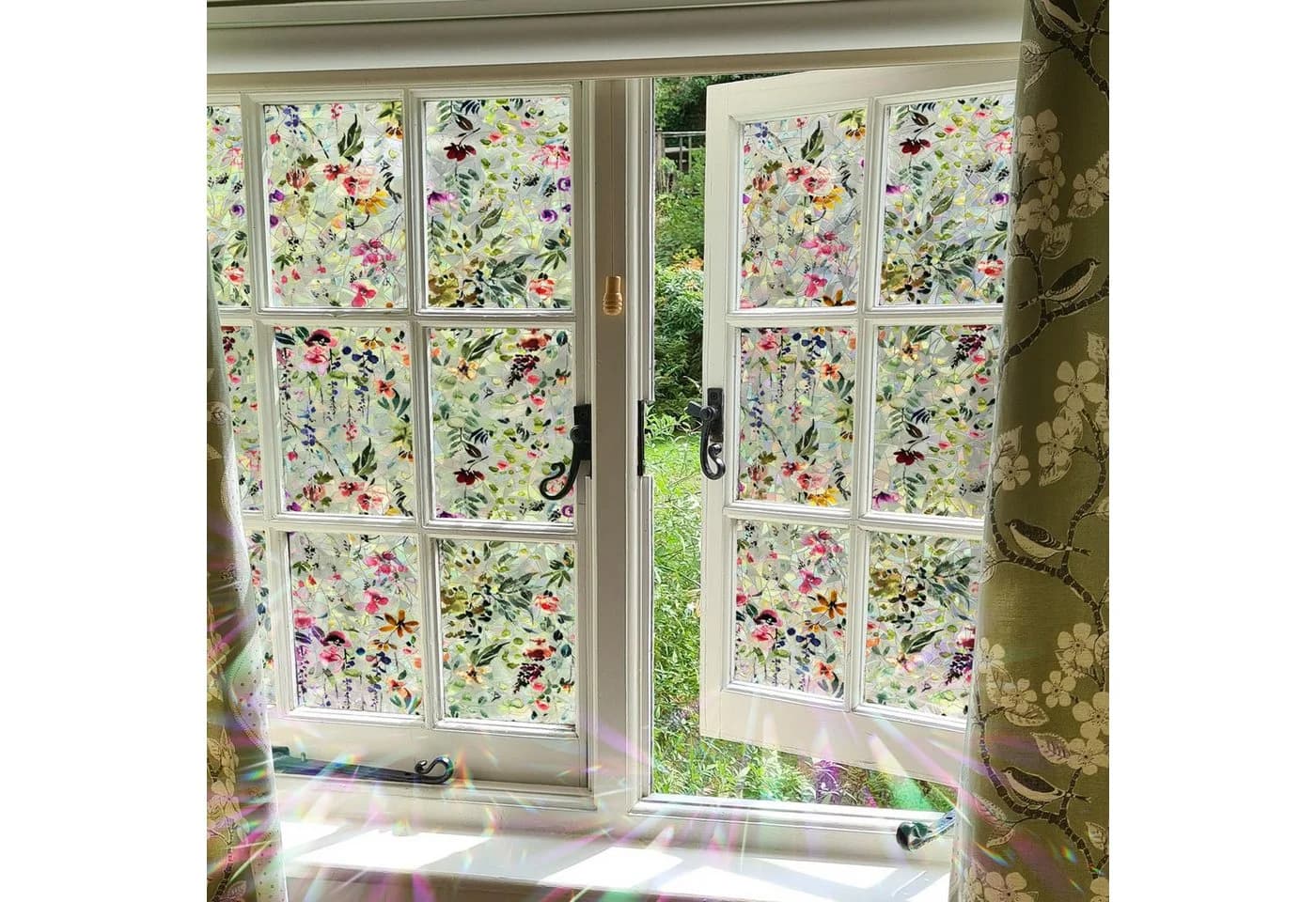 Diwzbyn Fensterfolie Blumenmuster Statisch Haftend UV-Schutz - Bild 5