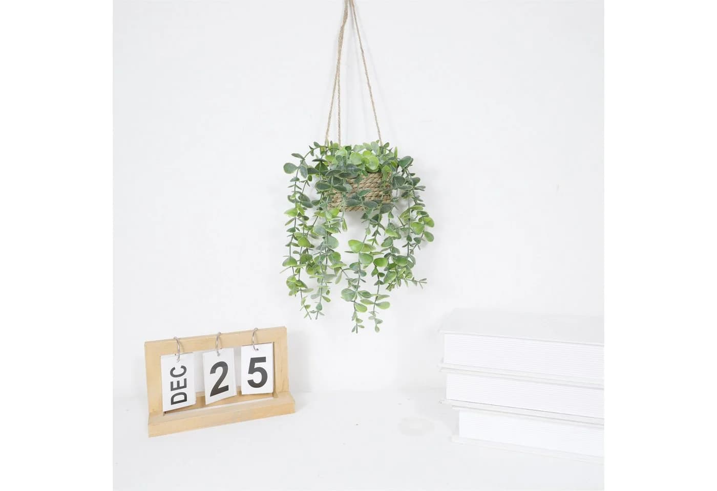 Zyronn Kunstpflanze 2-teiliges Set Eukalyptus-Hängekörbe Grün