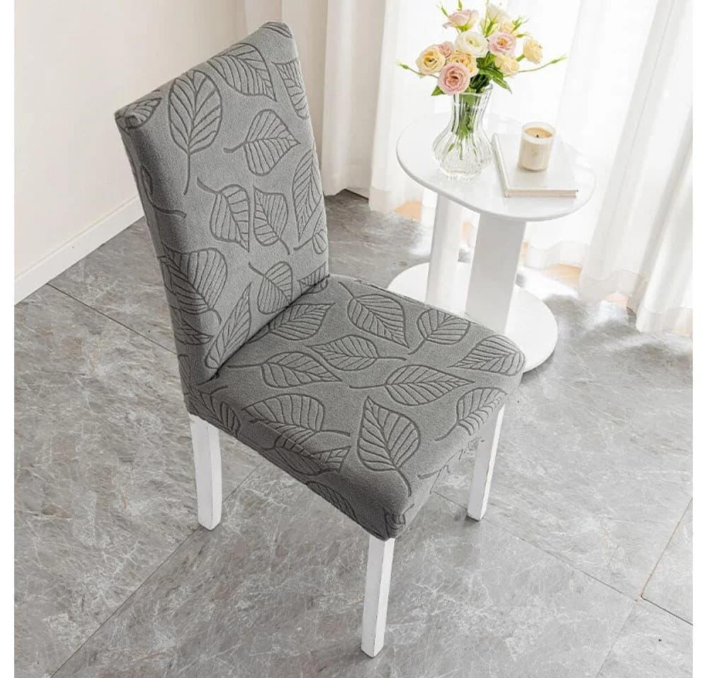 Zyronn Stuhlhusse Stretch Blumenmuster Grau Abnehmbar