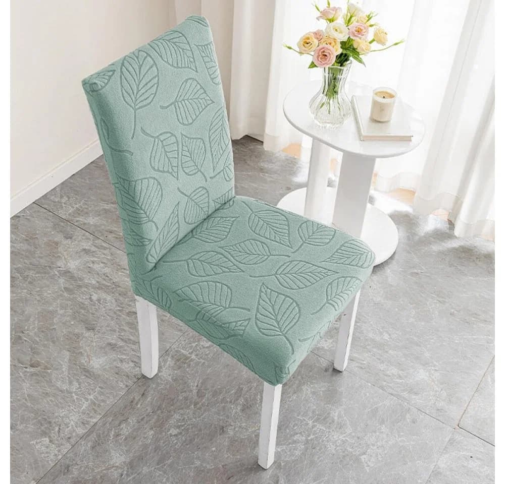 Zyronn Stuhlhusse Stretch mit Gummiband Blumenmuster Grün
