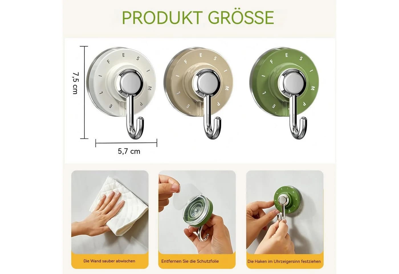Zyronn Klebehaken 3er Set Weiß - Bohrfreie Wandhaken 3 kg Tragkraft