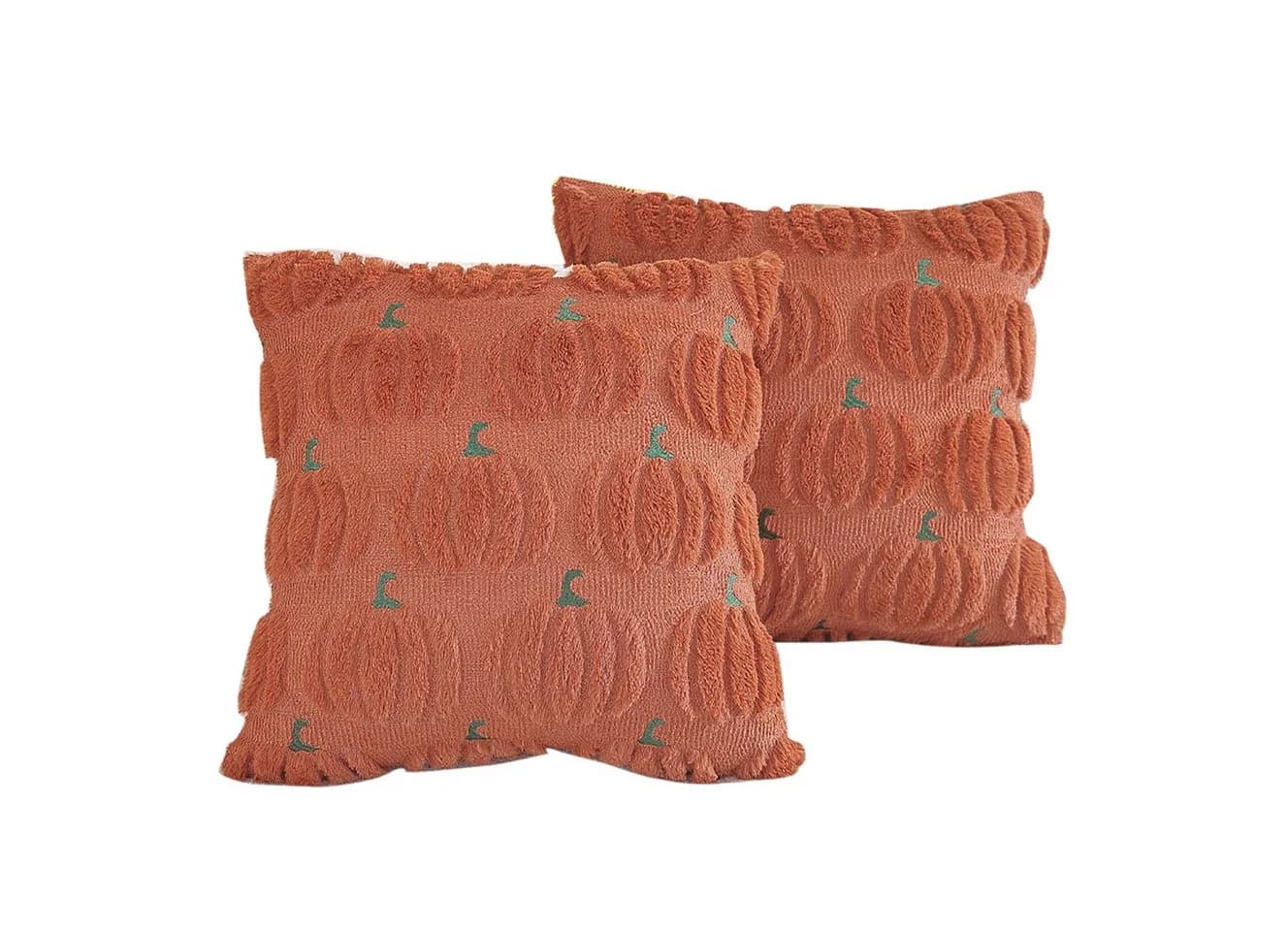 Bomiclss Kissenbezug Herbst Kürbis Kunstfell Rot 45x45 cm 2er-Set - Bild 2