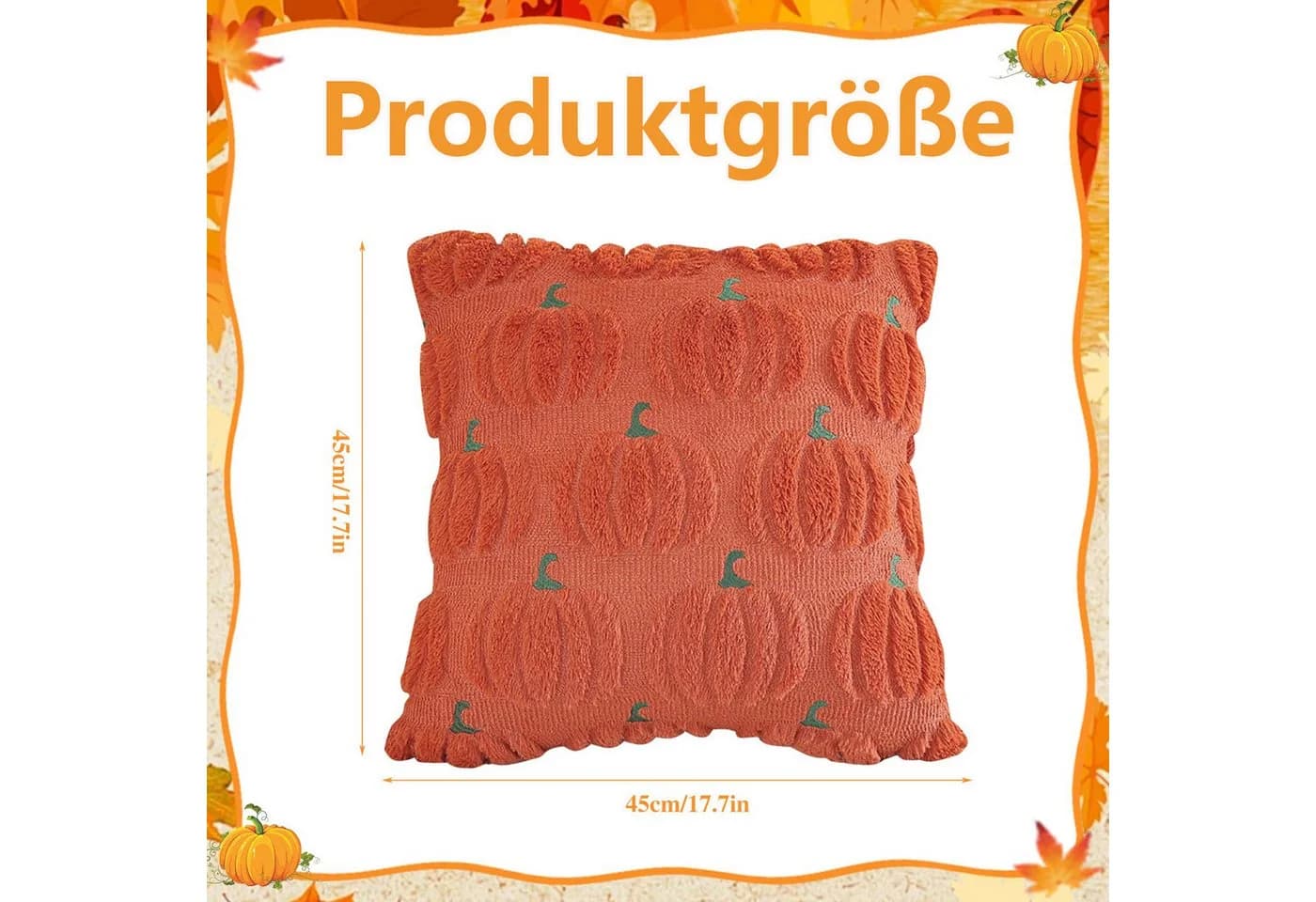Bomiclss Kissenbezug Herbst Kürbis Kunstfell Rot 45x45 cm 2er-Set - Bild 3
