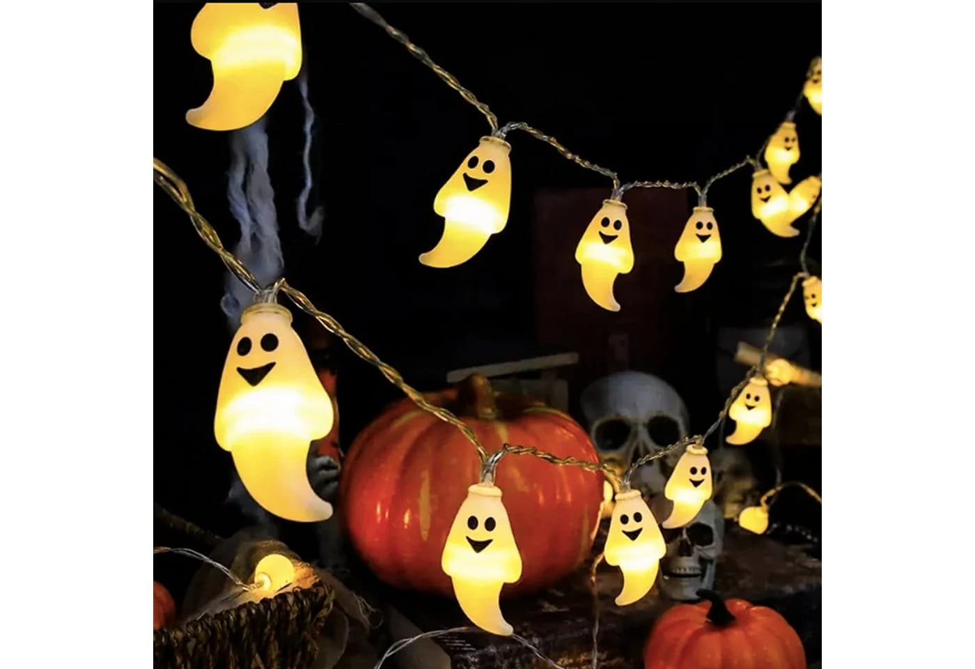 nsihing LED-Lichterkette Halloween 20 LEDs Geist mit Timer