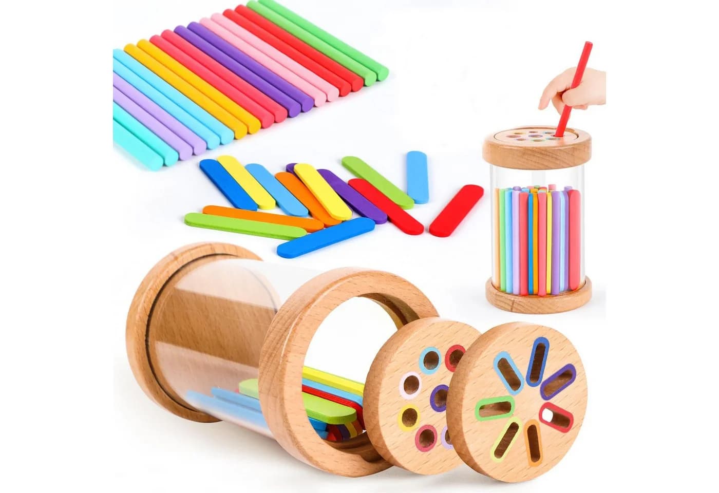 Flintry Lernspielzeug Montessori Holzspielzeug Bunt ab 3 Jahren - Bild 2