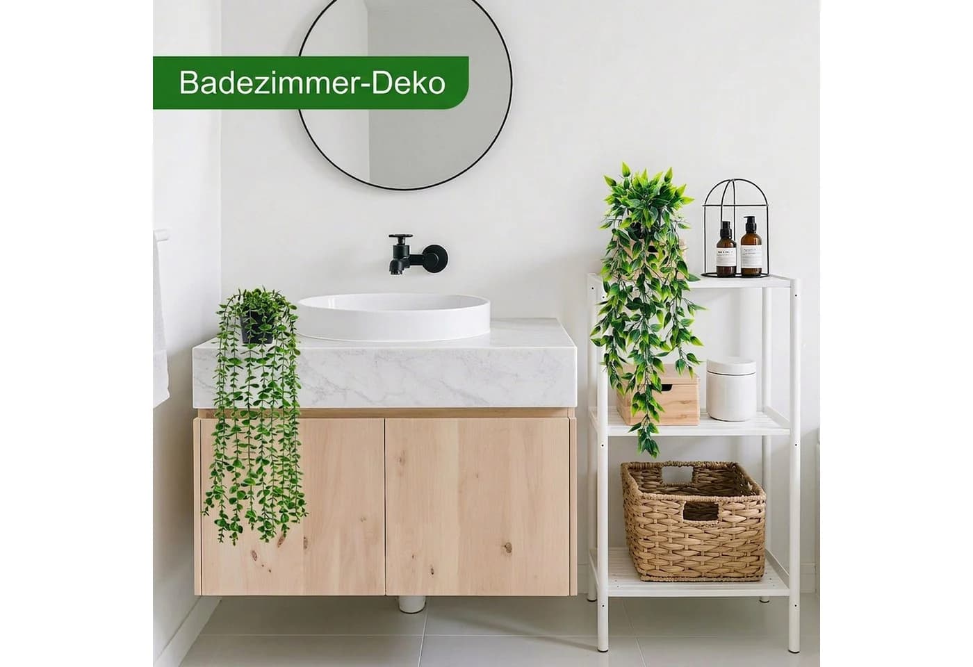 Diwzbyn Kunstpflanze 6-teiliges Set Eukalyptus-Hängeranken Grün - Bild 3