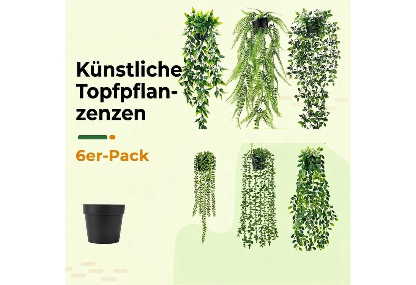 Diwzbyn Kunstpflanze 6-teiliges Set Eukalyptus-Hängeranken Grün - Bild 5