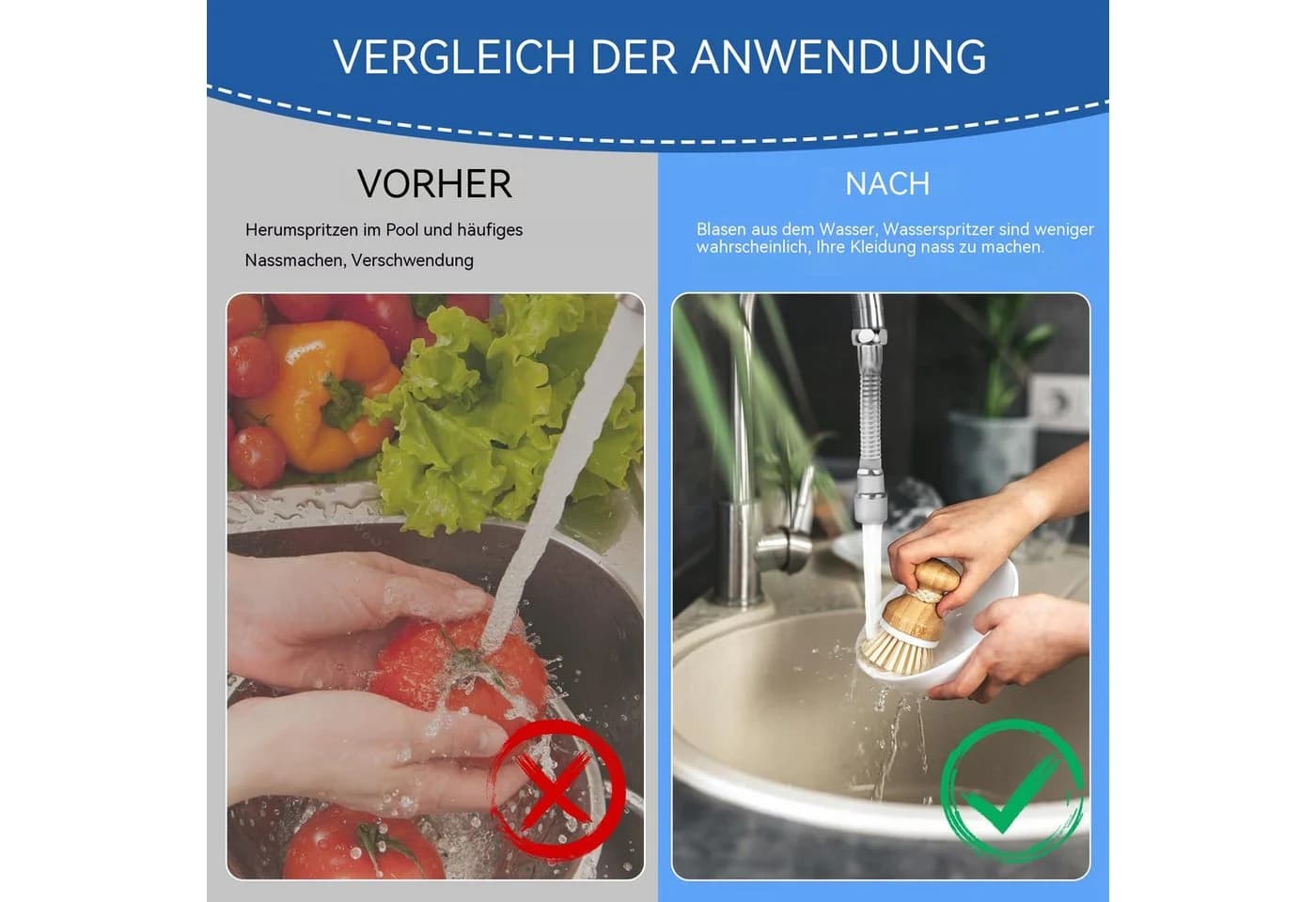 Diwzbyn Wasserhahnverlängerung 14cm Edelstahl 360° Schwenk - Bild 5