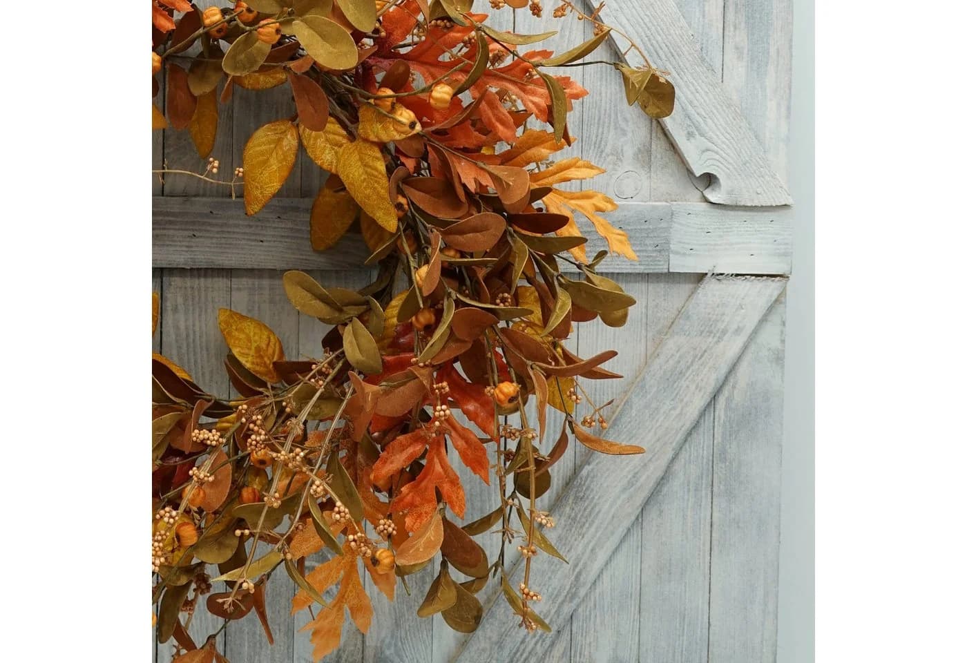 Sorvyzxn Dekokranz Künstlicher Herbstkranz mit glänzenden Eichenblättern - Bild 3