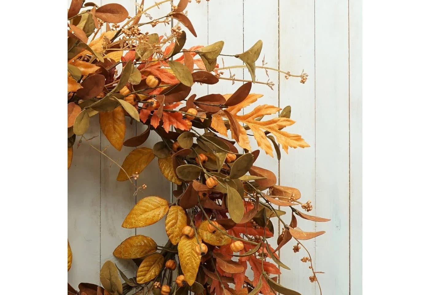 Sorvyzxn Dekokranz Künstlicher Herbstkranz mit glänzenden Eichenblättern - Bild 5