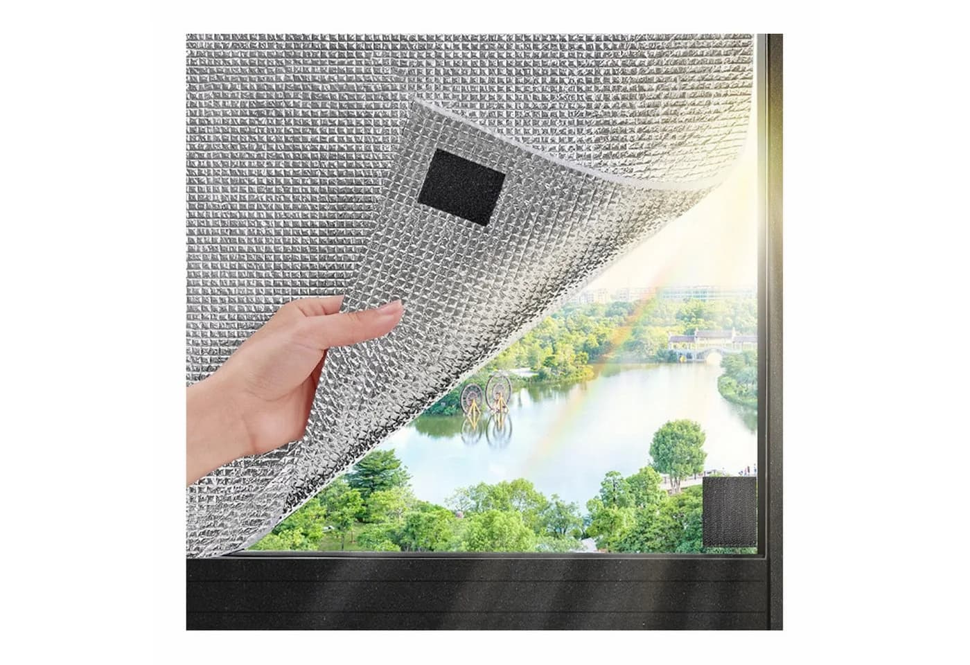 Diwzbyn Selbstklebende Aluminium-Fensterfolie Grau Sichtschutz & Wärmedämmung - Bild 2