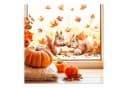 Bomiclss Fensterbild Herbst Eichhörnchen 30x60 cm Bunt Bild 2