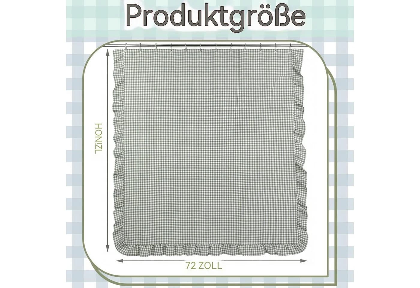 Zyronn Duschvorhang Karomuster Rüschen Landhausstil - Bild 3
