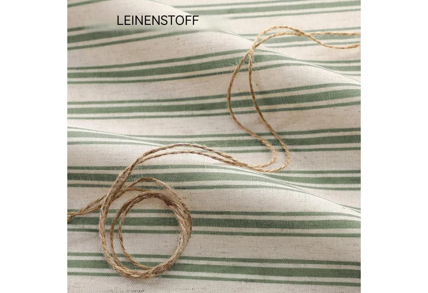 Zyronn Duschvorhang Leinen mit Rüschen Beige Streifen Boho Landhaus - Bild 4