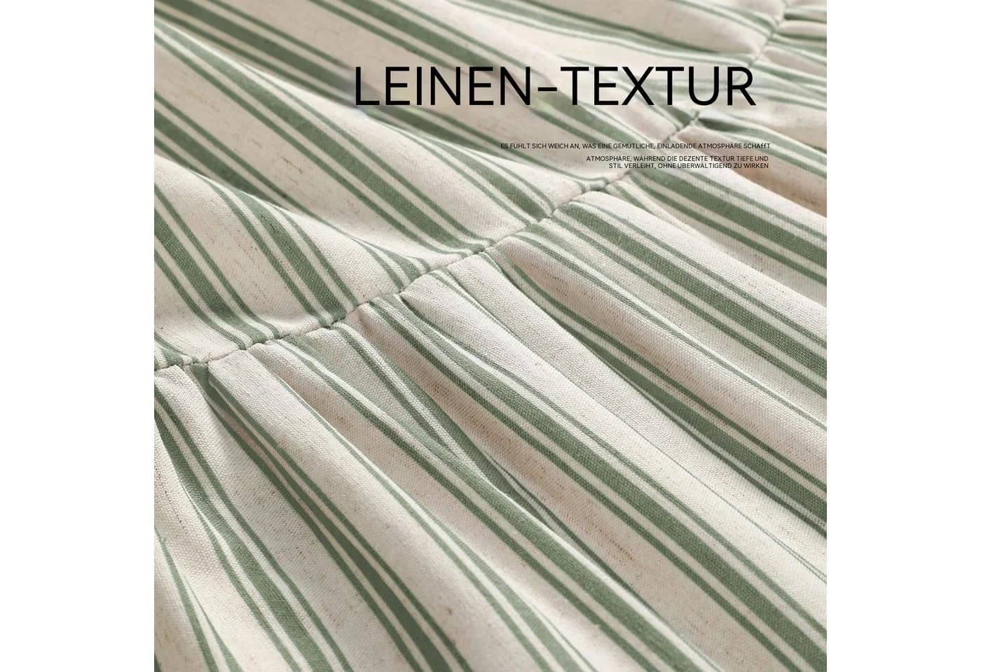 Zyronn Duschvorhang Leinen mit Rüschen Beige Streifen Boho Landhaus - Bild 5