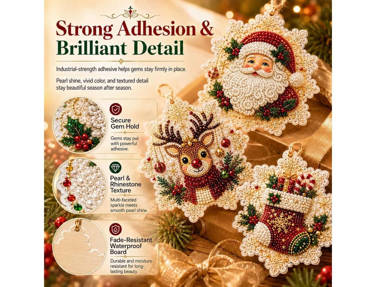 Bomiclss Kreativset 6-teilig Perlen- & Diamond-Art Weihnachtsdeko - Bild 4