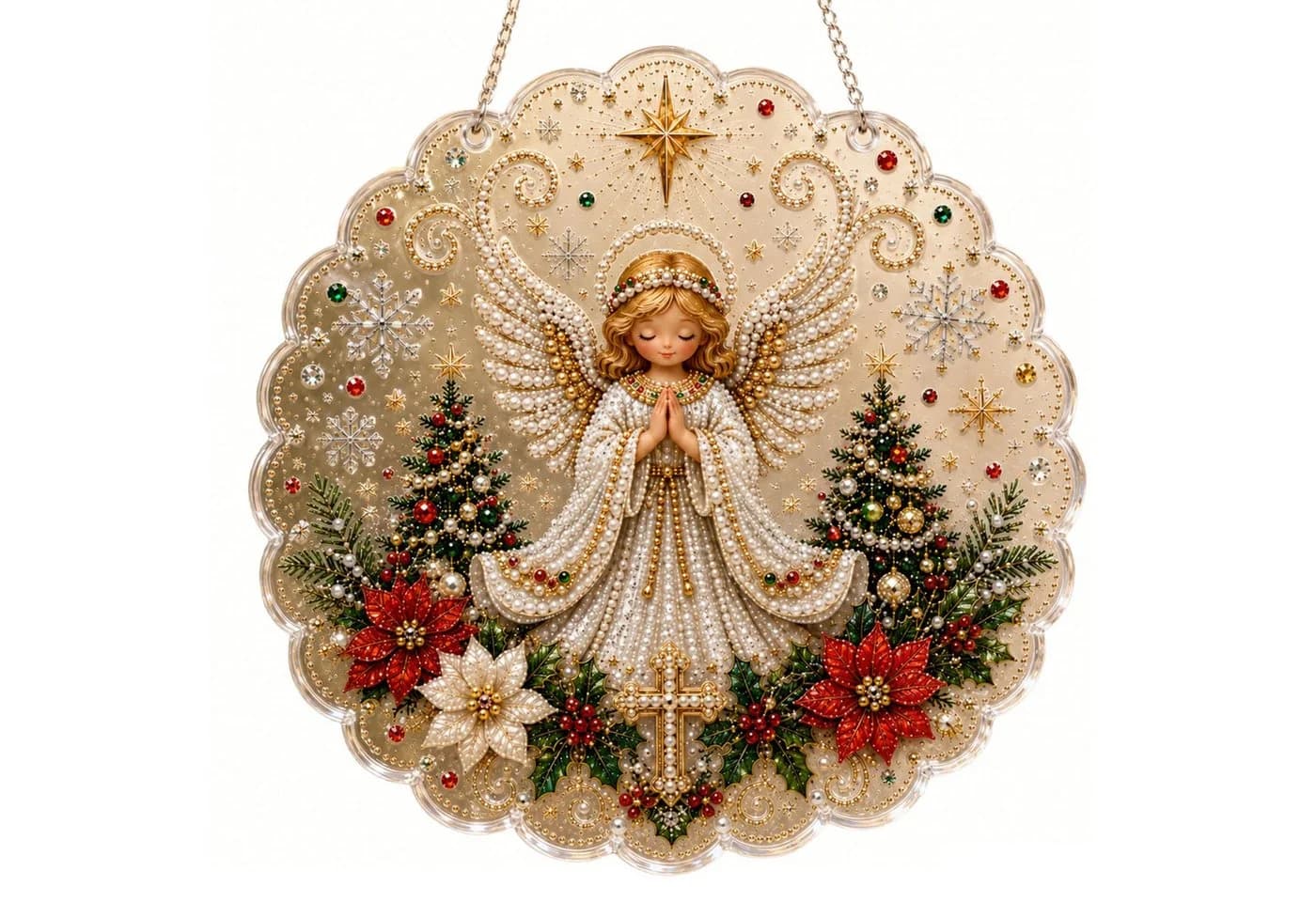 Bomiclss Kreativset Weihnachtsschmuck Acryl-Anhänger mit 3D-Perlen - Bild 2
