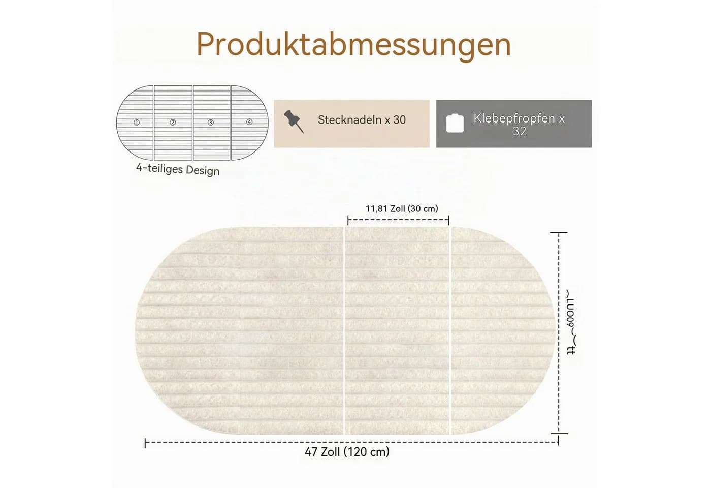 Zyronn Selbstklebende Filz-Pinnwand Beige Modul-System - Bild 3