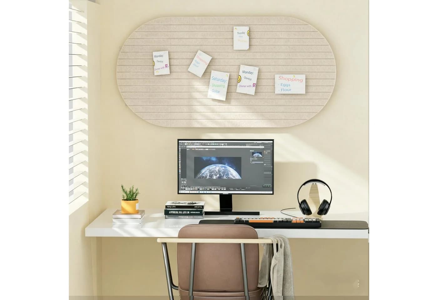 Zyronn Selbstklebende Filz-Pinnwand Beige Modul-System - Bild 5