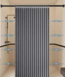 Zyronn Duschvorhang Grau Magnet Wasserabweisend Leinenoptik Bild 1