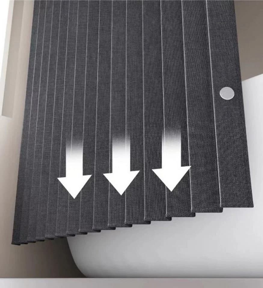 Zyronn Duschvorhang Grau Magnet Wasserabweisend Leinenoptik - Bild 5