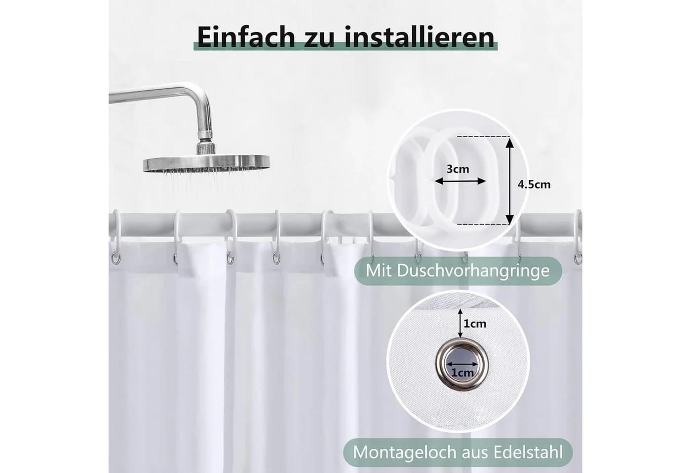 Agger Duschvorhang Beige Wasserdicht & Schimmelhemmend - Bild 5