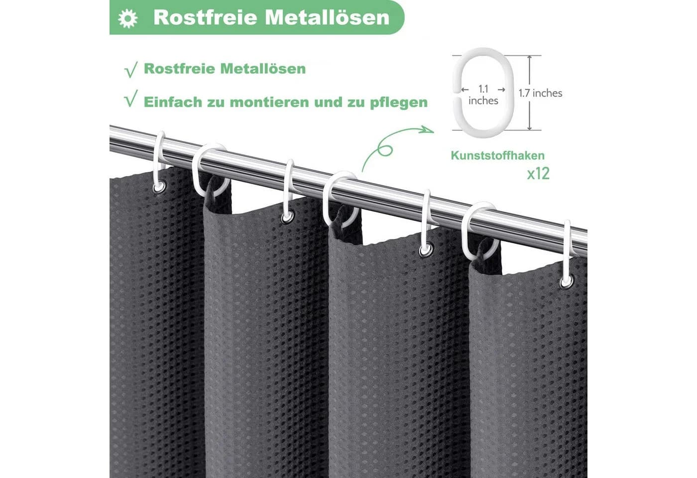 Diwzbyn Duschvorhang Türkis Waffelstoff wasserabweisend - Bild 4