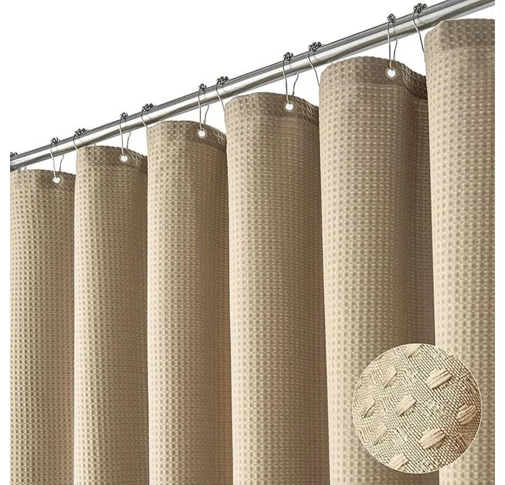 Diwzbyn Duschvorhang Waffelstoff Beige Wasserabweisend 180 cm - Bild 2