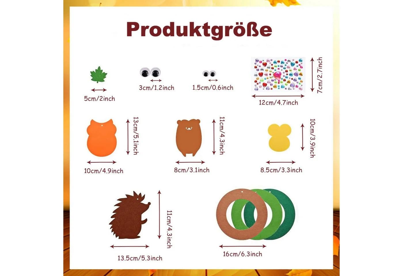Bomiclss Hängedekoration Bastelset Herbst DIY Eulen Igel Kranz Bunt - Bild 4