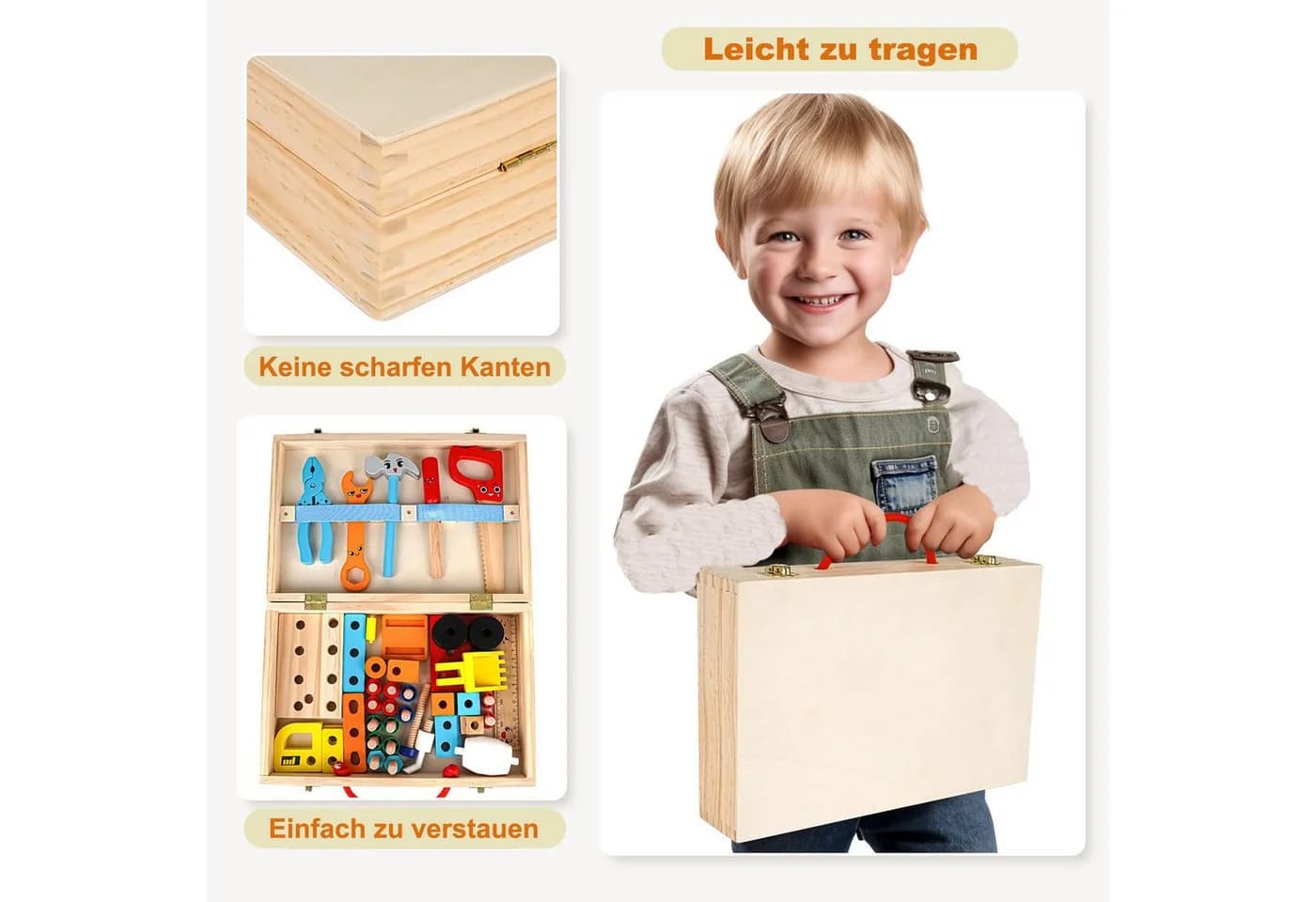 Flintry Kinder-Werkzeug-Set aus Holz – Werkzeugkasten Spielzeug Lernspielzeug