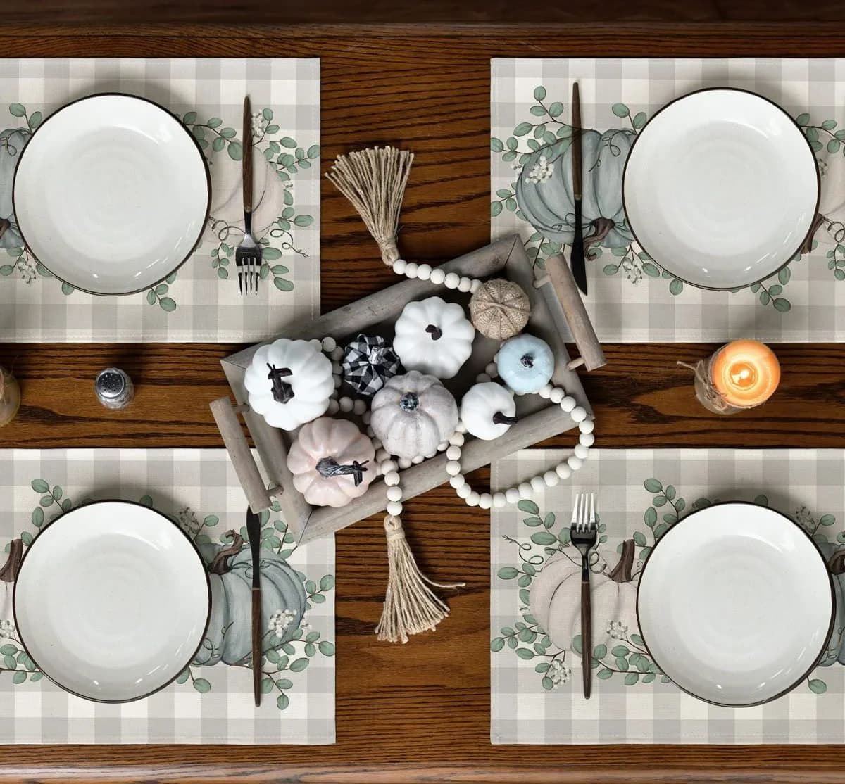 Bomiclss Platzset Herbst 4er Set mit Kürbis und Eukalyptusblättern - Bild 3