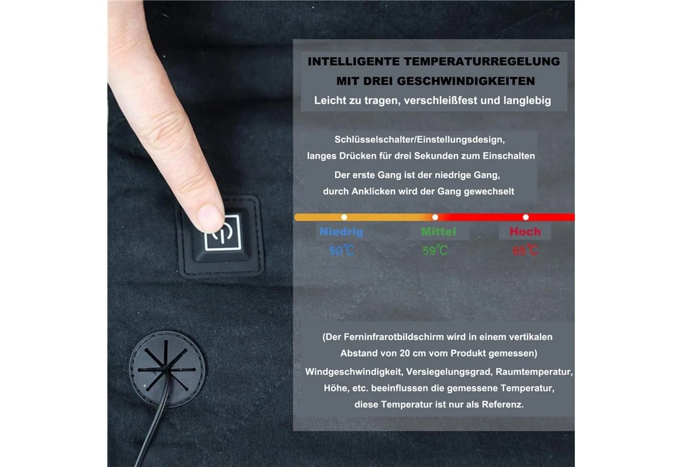 Bomiclss USB Sitzheizkissen Grau 3 Temperaturstufen - Bild 4
