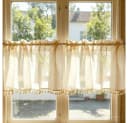 Zyronn Schiebegardine Netzvorhang Leinen-Look Beige Boho Bild 1