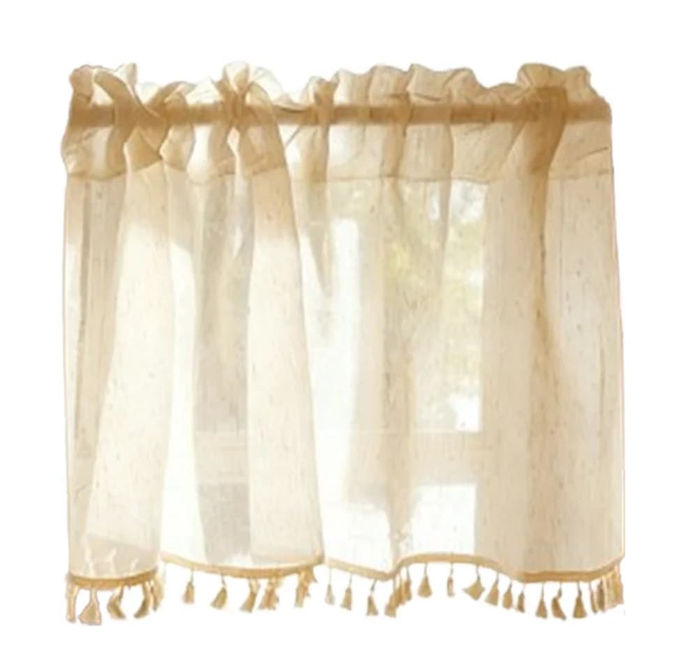 Zyronn Schiebegardine Netzvorhang Leinen-Look Beige Boho - Bild 2