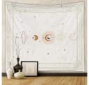 Zyronn Wandteppich Mondphasen Retro Astrologie Beige Schwarz Weiß Bild 1