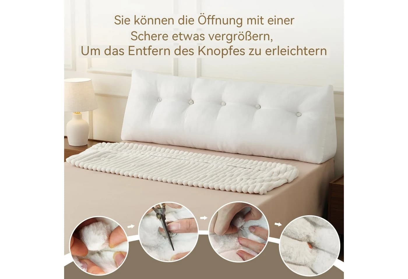 Zyronn Rückenkissen Cord-Wedge-Kissen Grau - Bild 3
