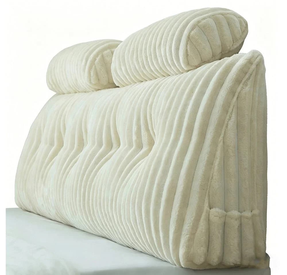 Zyronn Rückenkissen Cord-Wedge-Kissen Beige mit Seitentasche - Bild 2