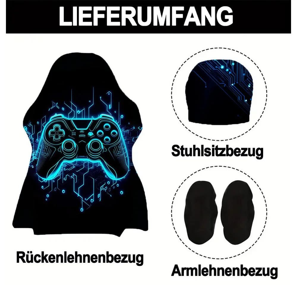 Diwzbyn Gaming-Stuhlbezug Set Elastisch Mesh Kratzfest 3D-Druck