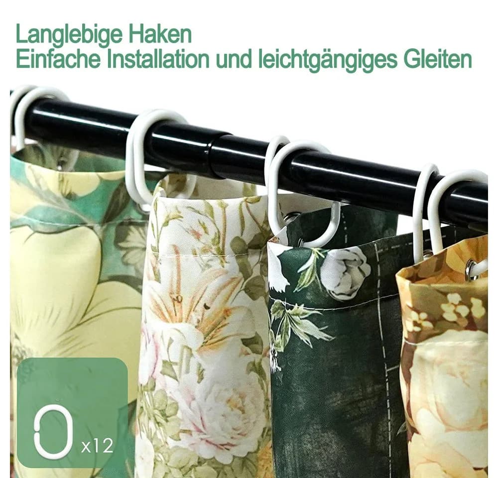 Zyronn Duschvorhang Vintage-Boho Rosa Blumen Patchwork