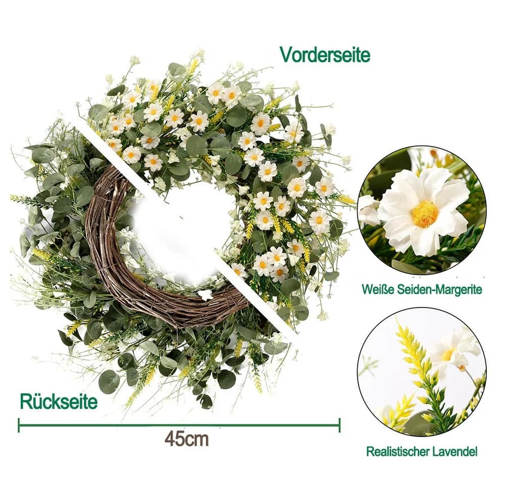 Zyronn Dekokranz Margeritenkranz 45cm Gelb/Weiß