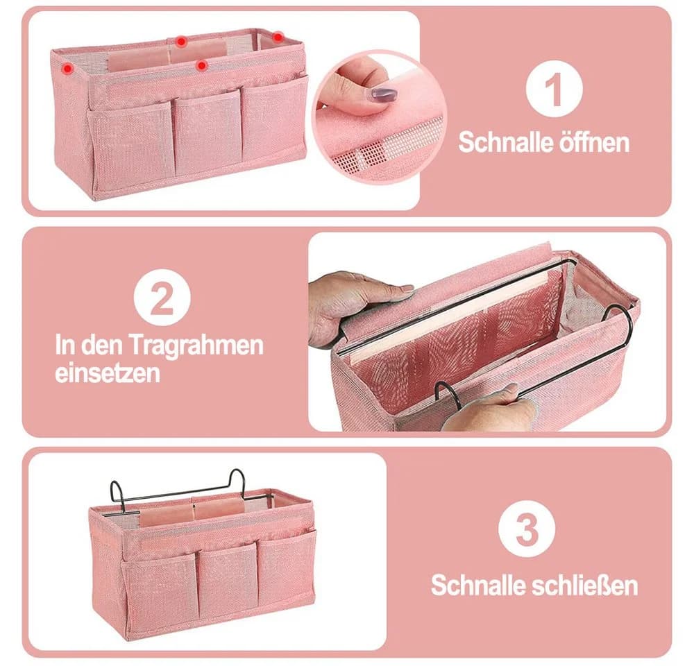 Diwzbyn Betttasche Organizer Hängeaufbewahrung Lila 3 Fächer - Bild 5