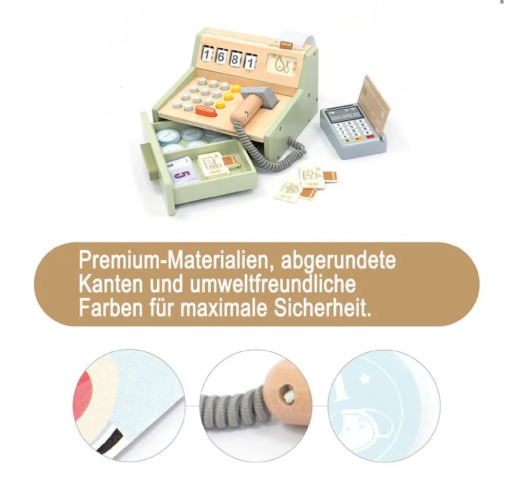 Flintry Spielkasse Holz-Kassenset mit Zubehör