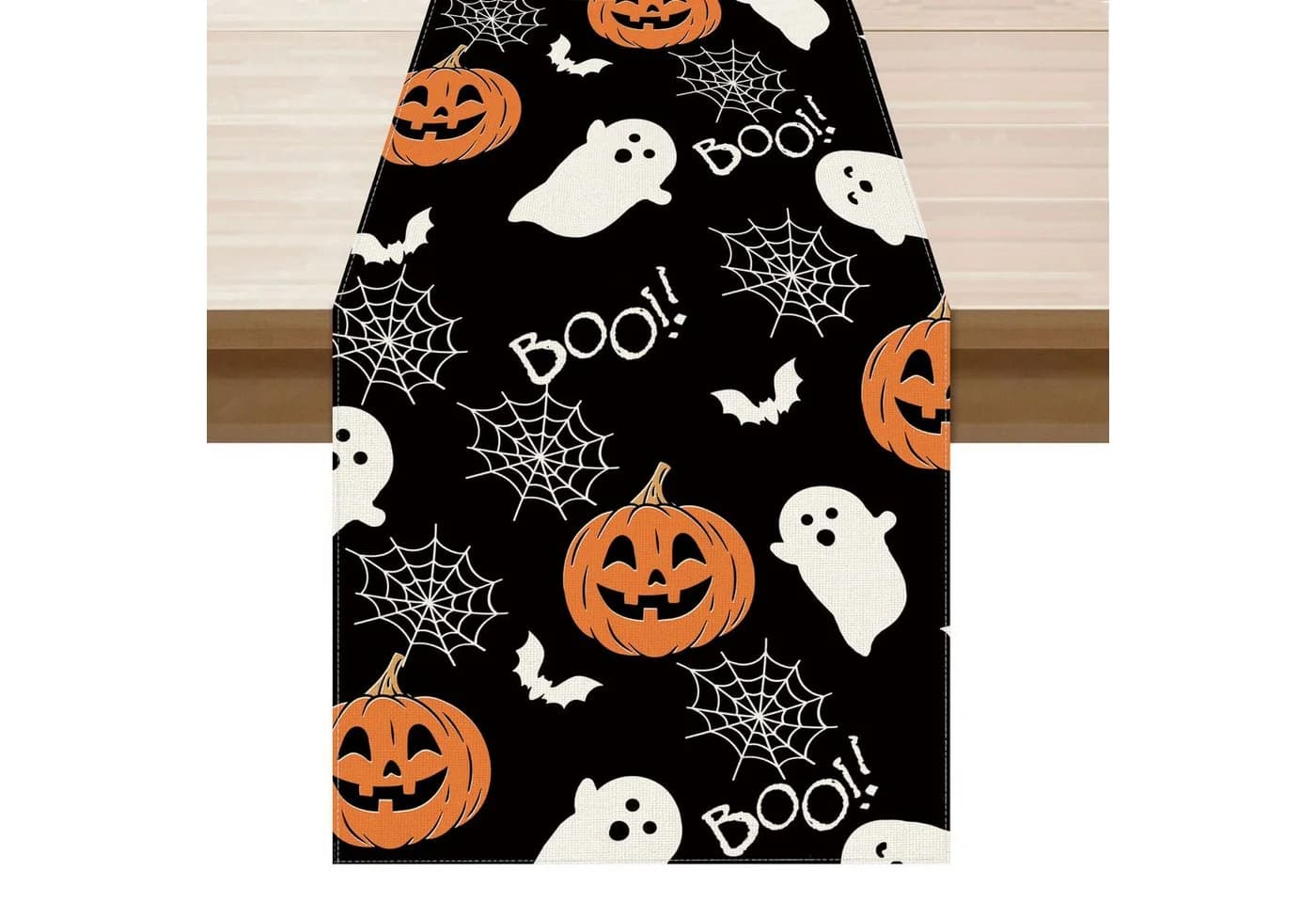 Sorvyzxn Tischläufer Halloween Leinen Kürbis-Geister-Motiv - Bild 2